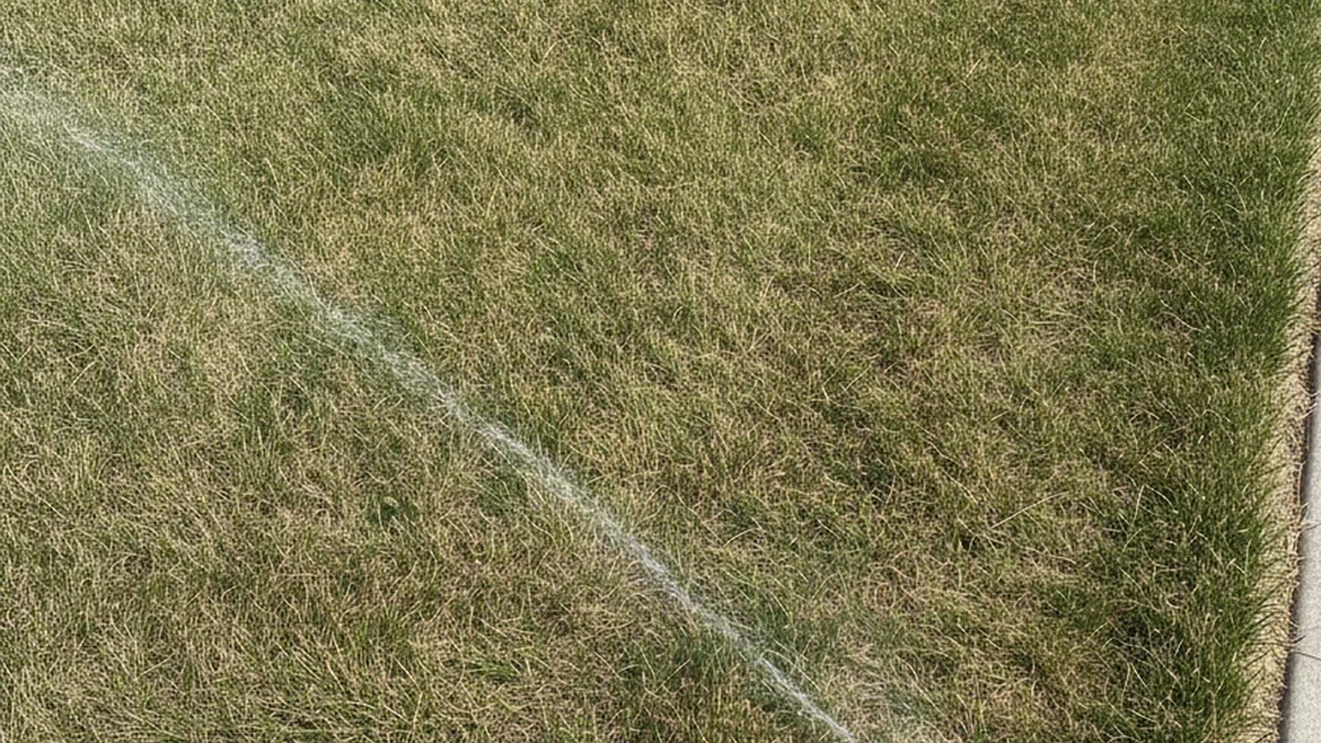 Sprinkler system running healthy green lawn Gillette Wyoming Campbell County early morning high desert irrigation Chad