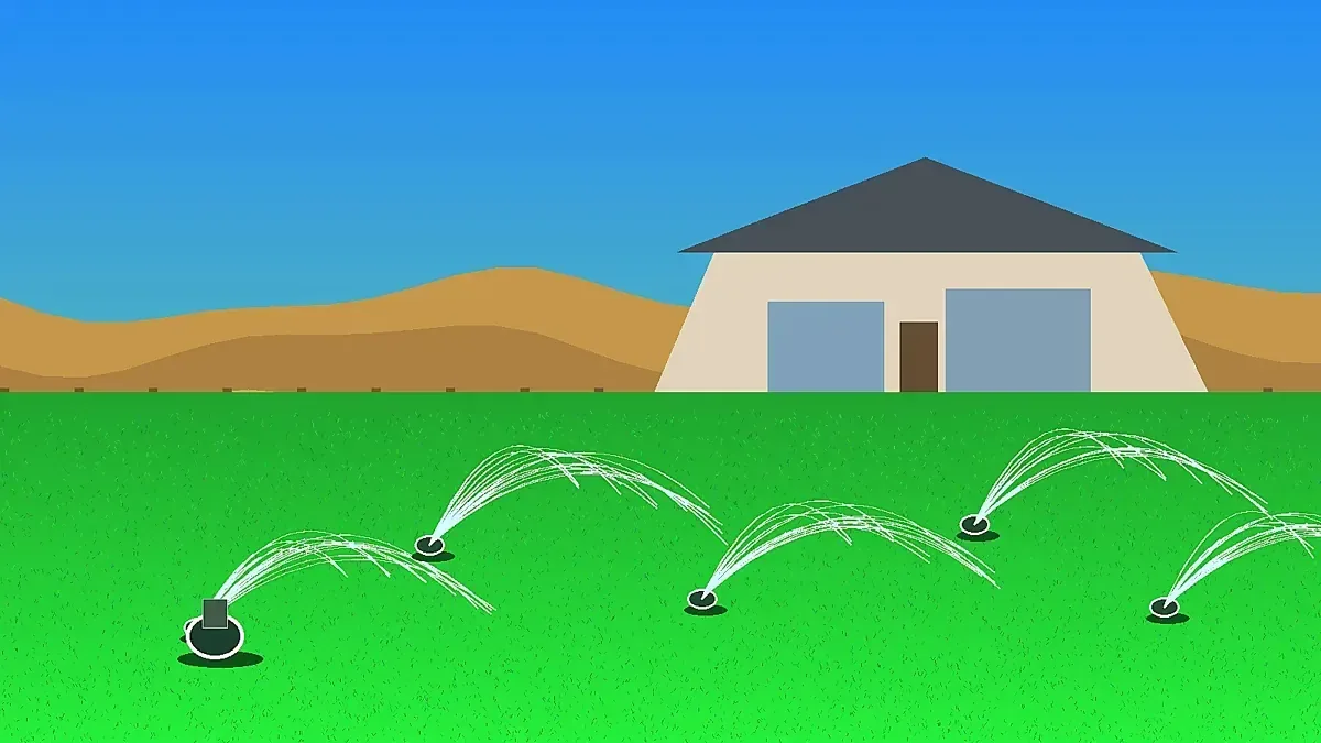 Sprinkler system running properly Gillette Wyoming Campbell County repair complete even coverage green lawn Chad